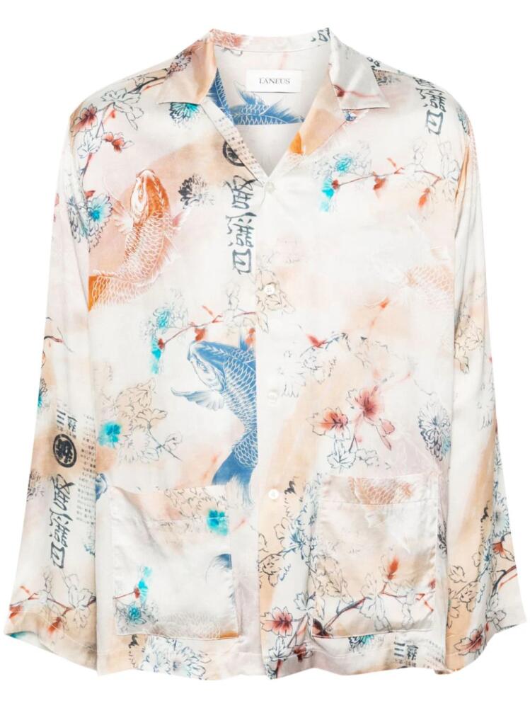 Laneus koi-fish-print shirt - Neutrals Cover