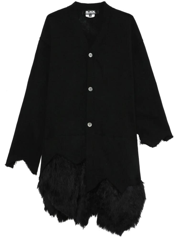 Black Comme Des Garçons asymmetric faux-fur panel cardigan Cover