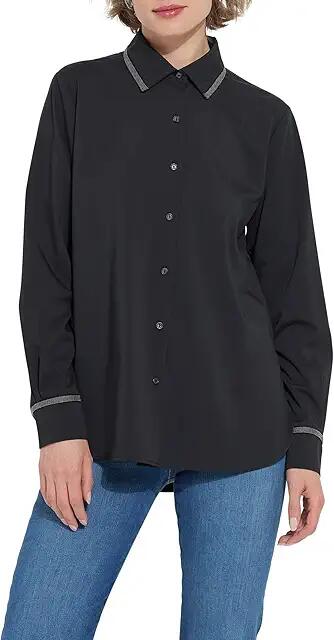 Lysse Stasia Micro Beaded Shirt (Black) Women's Blouse Cover