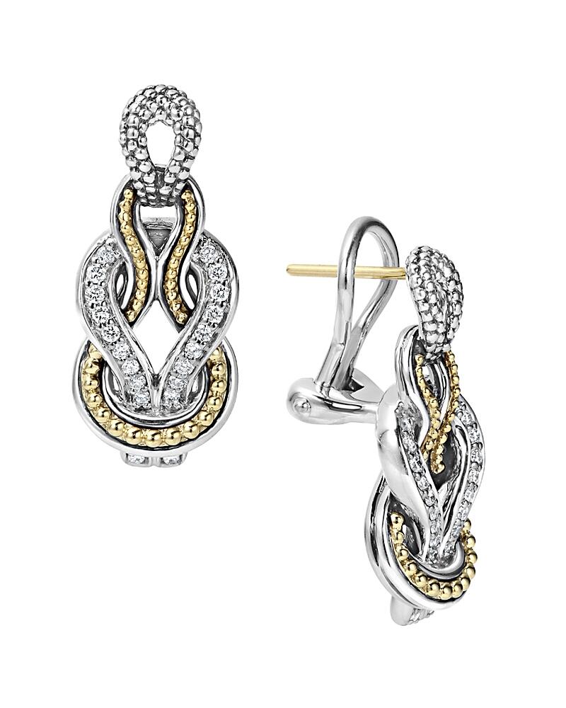 Lagos Sterling Silver and 18K Gold Newport Diamond Earrings Cover