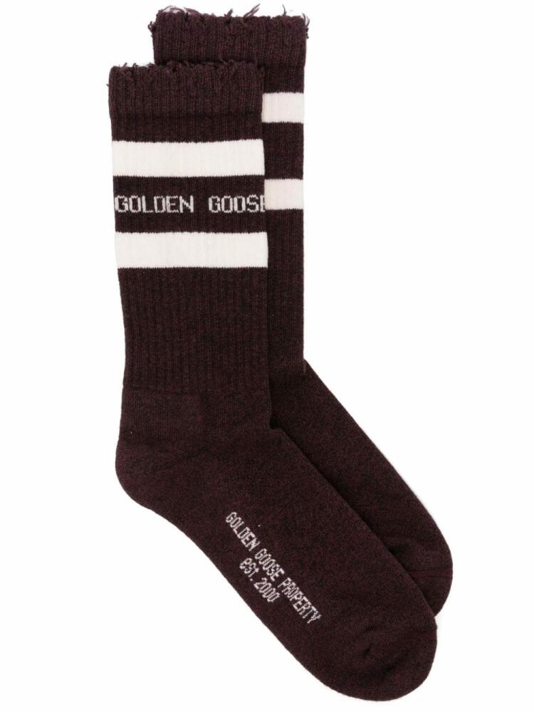 Golden Goose distressed striped socks - Red Cover