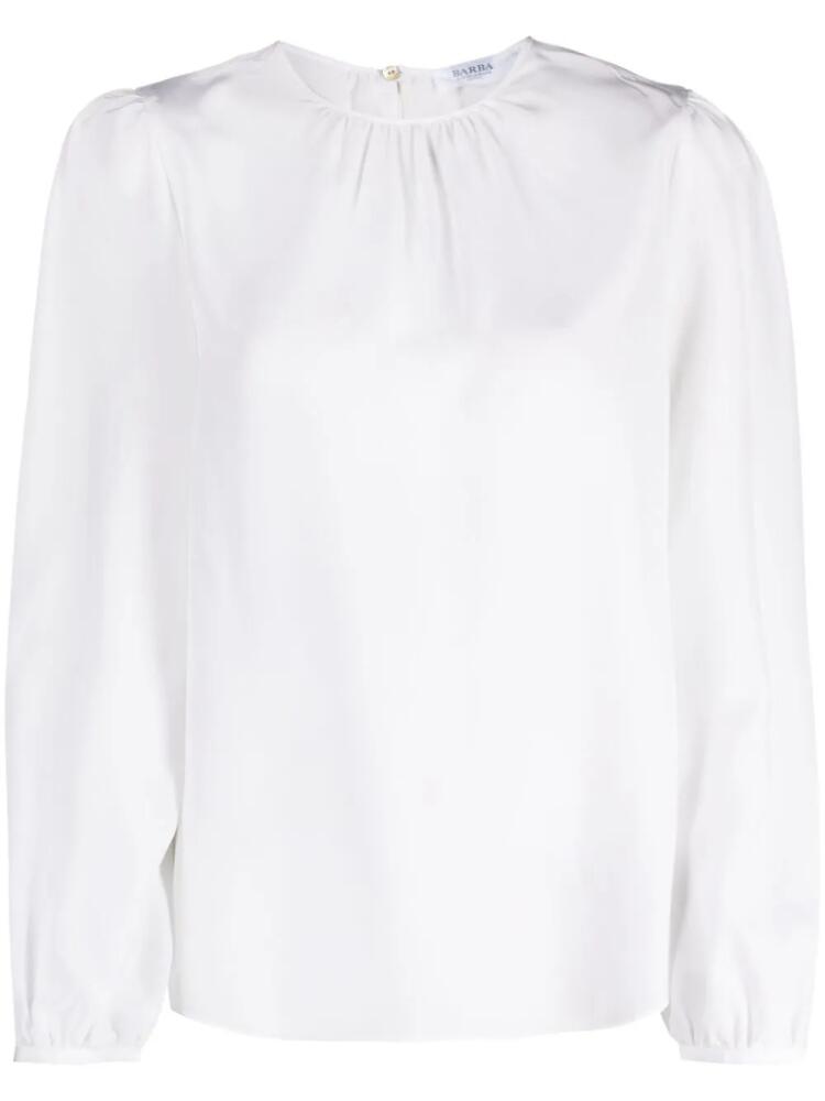 Barba crew-neck long-sleeve blouse - White Cover