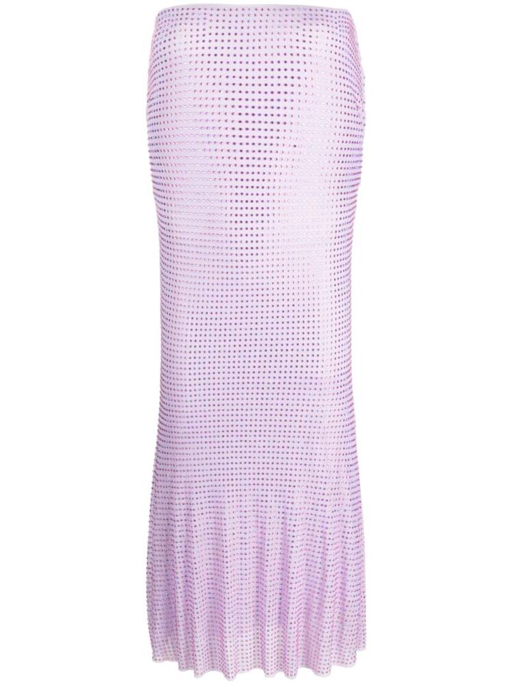 Self-Portrait embellished mesh midi skirt - Purple Cover