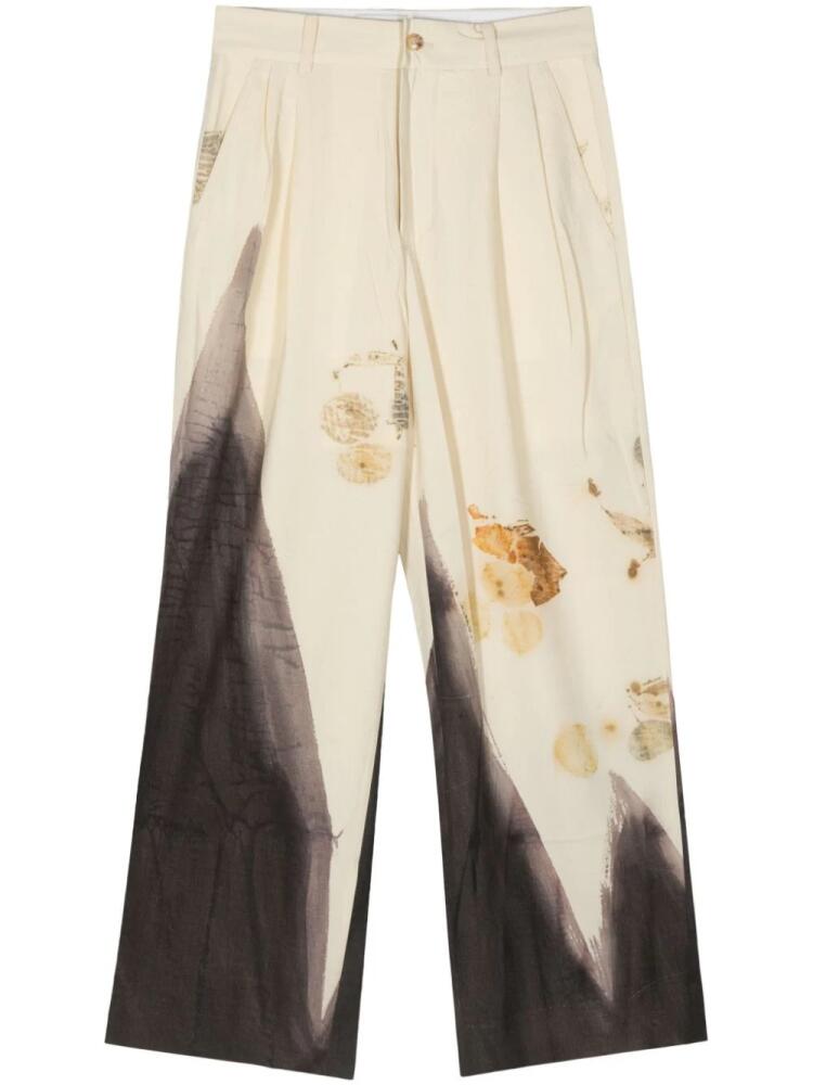 Feng Chen Wang natural-dye straight-leg trousers - White Cover