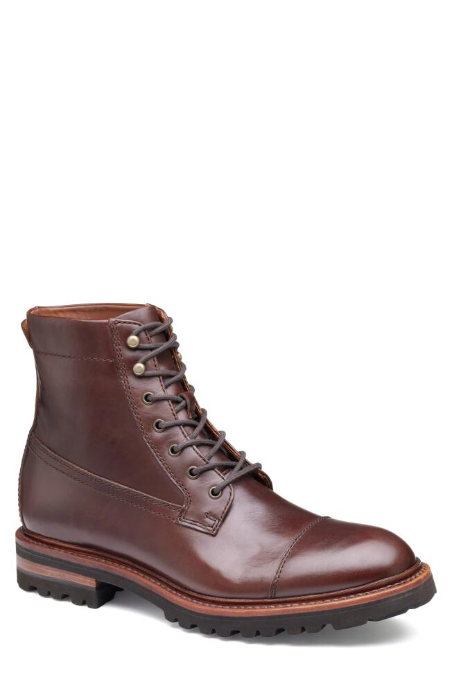 JOHNSTON & MURPHY COLLECTION Dudley Water Resistant Lace-Up Boot in Dark Brown Full Grain Cover