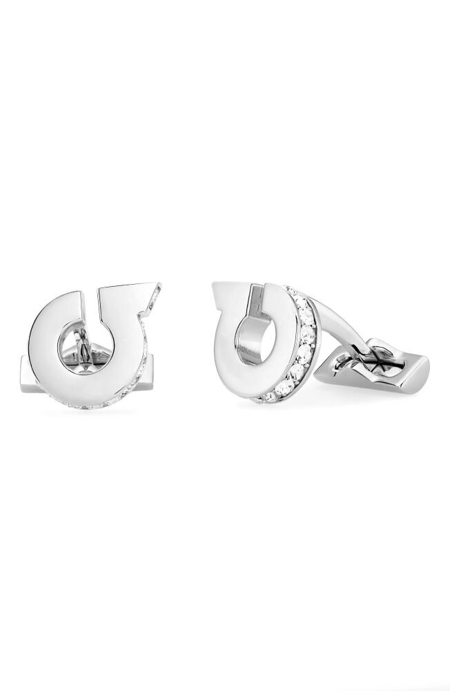 FERRAGAMO Crystal Embellished Gancio Cuff Links Cover