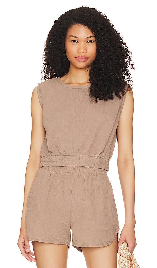 Bobi Elastic Crop Top in Taupe Cover