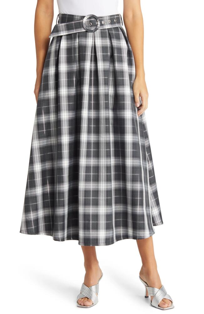 NIKKI LUND Olivia Plaid Belted Skirt in Black Cover