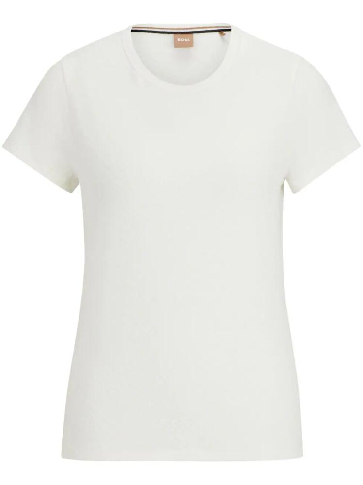 BOSS logo-embossed cotton-blend T-shirt - White Cover