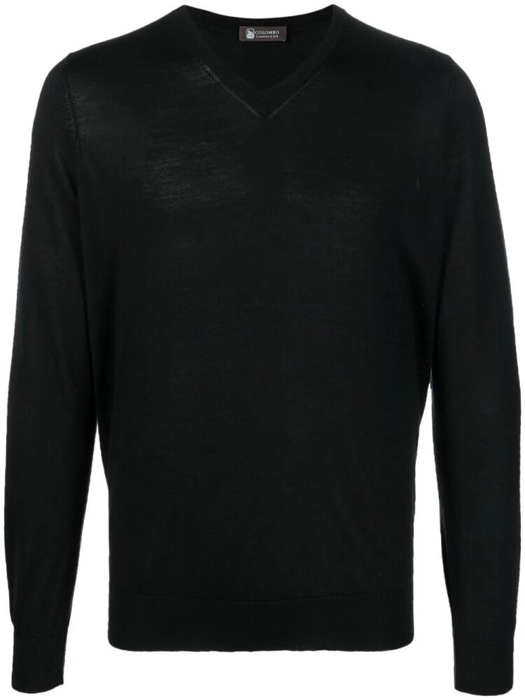 Colombo V-neck fine-knit jumper - Black Cover