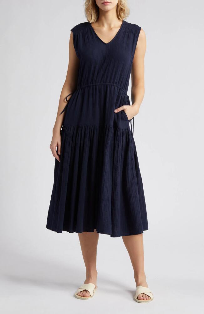 caslon(r) Tiered Cotton Gauze Midi Dress in Navy Blazer Cover