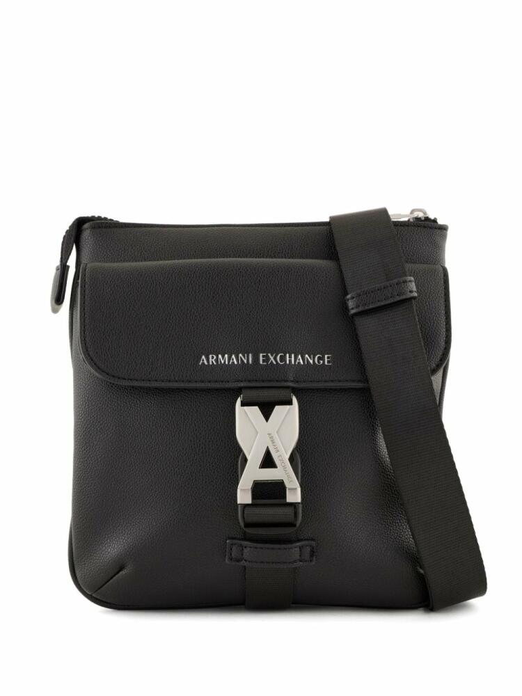 Armani Exchange logo-stamp messenger bag - Black Cover