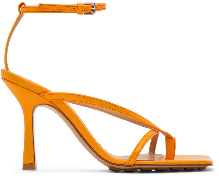 Bottega Veneta Orange Stretch Heeled Sandals Cover