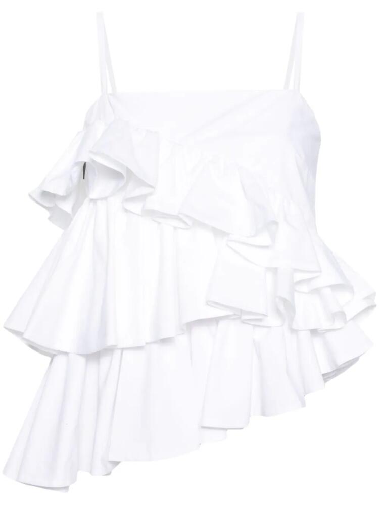 MSGM asymmetric ruffled top - White Cover