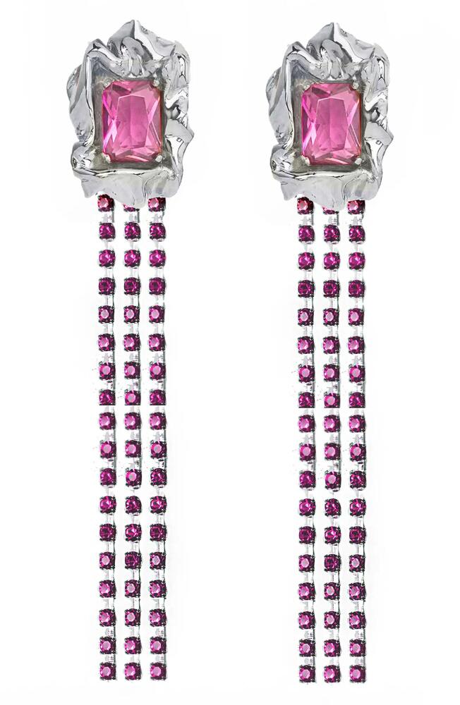 Sterling King Maude Crystal Drop Earrings in Silver - Pink Cover