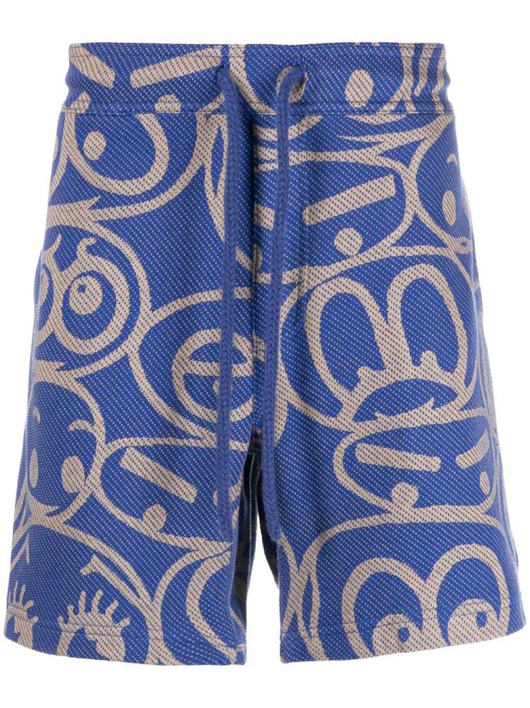 The Elder Statesman graphic-print bermuda shorts - Blue Cover