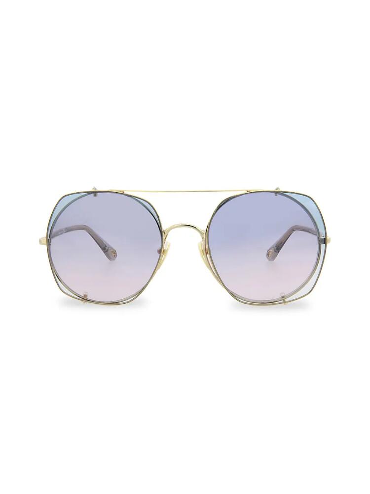 Chloé Women's 56MM Geometric Sunglasses - Gold Grey Cover