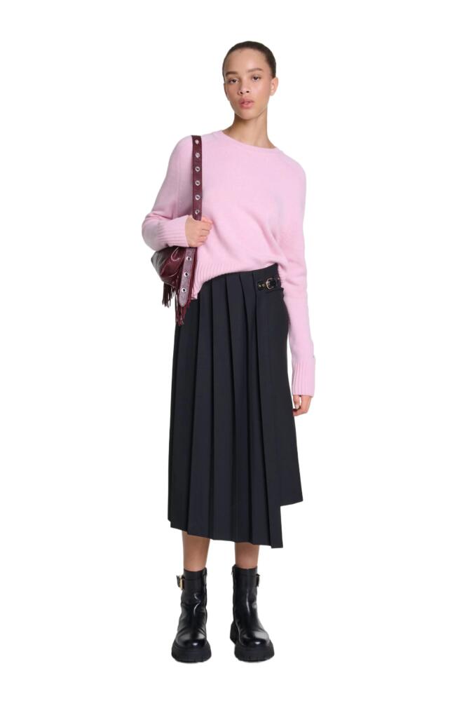 maje Asymmetrical long pleated skirt in Black Cover