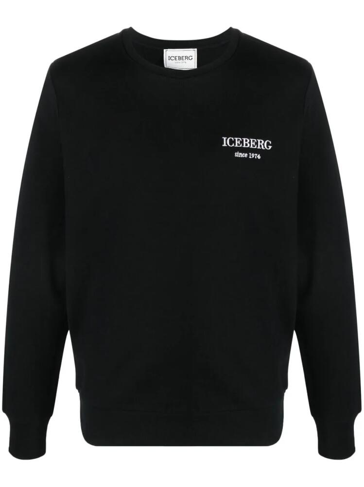 Iceberg logo-embroidered cotton sweatshirt - Black Cover