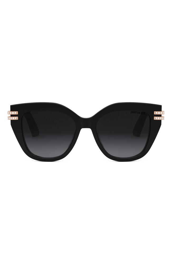 CDior 53mm Butterfly Sunglasses in Shiny Black /Gradient Smoke Cover