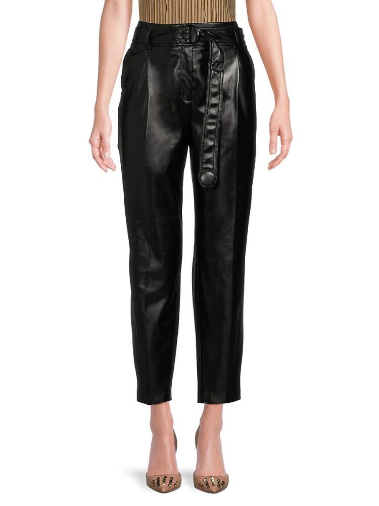 Akris punto Women's Belted Faux Leather Pants - Black Cover