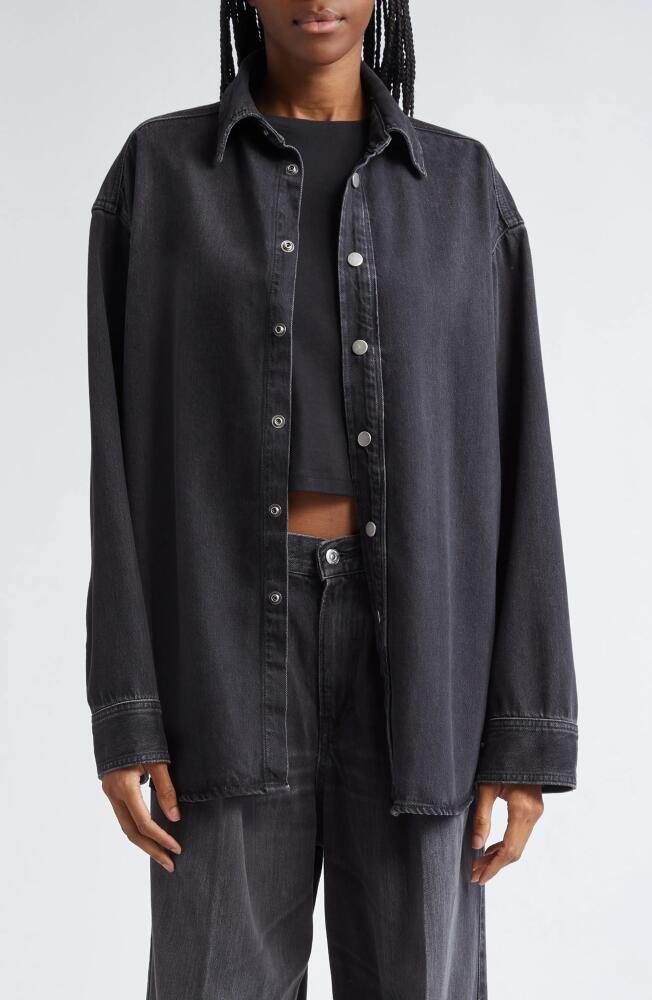 Haikure New Ofelia Oversize Denim Button-Up Shirt in Black Tencel Cover