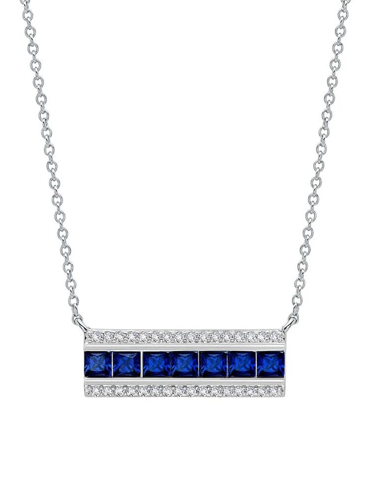 Lafonn Women's 7 Symbols Of Joy Platinum Plated Sterling Silver, Sapphire & Simulated Diamond Pendant Necklace/20" Cover