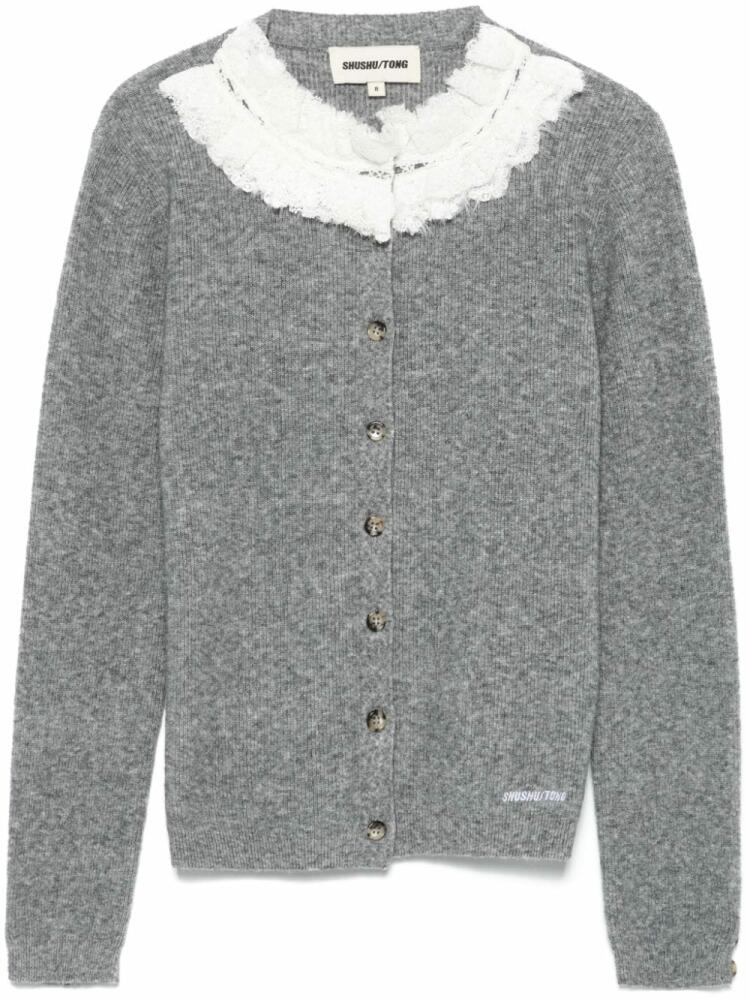 SHUSHU/TONG lace-trim cardigan - Grey Cover