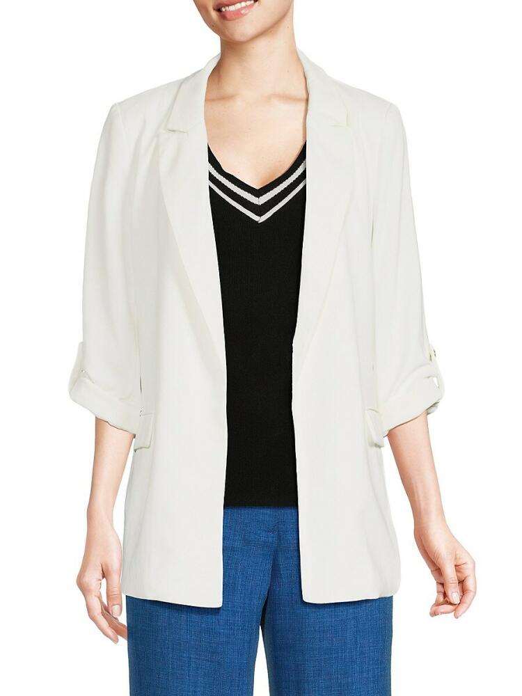 T Tahari Women's Solid Open Front Blazer - True White Cover