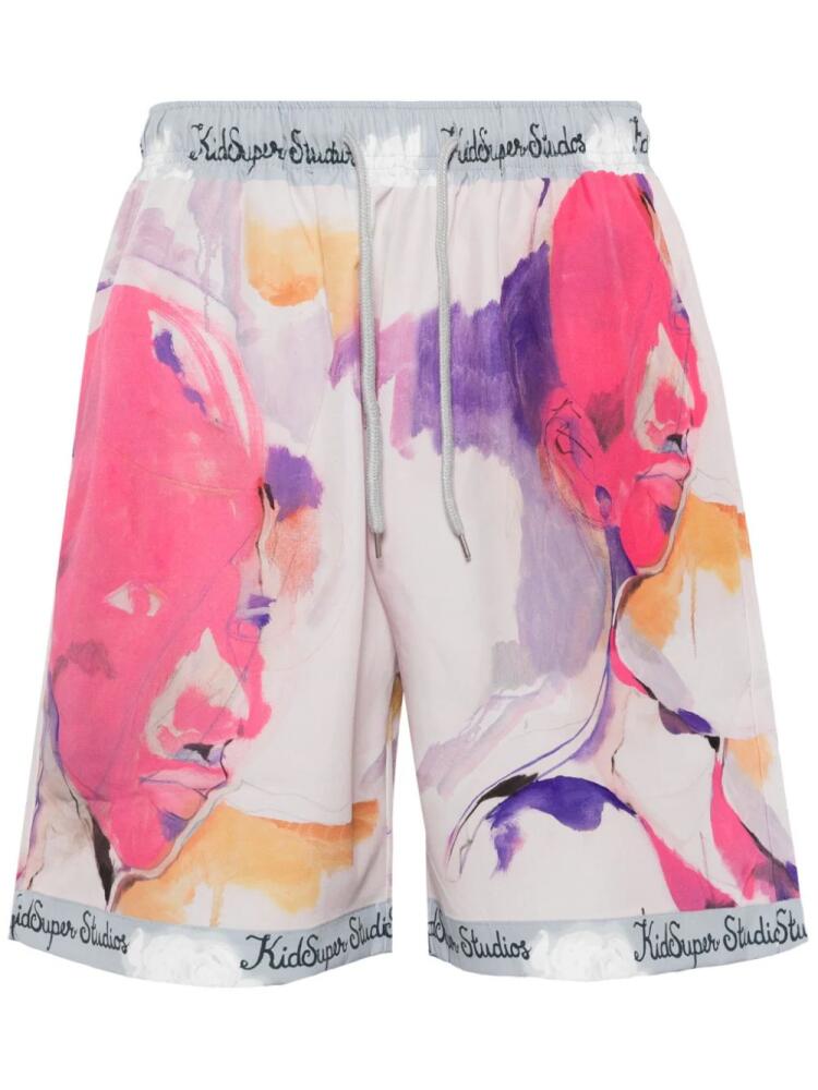 KidSuper abstract-print sport shorts - Pink Cover