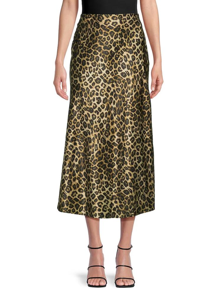 The Kooples Women's Animal Print Silk Midi Skirt - Leo Cover