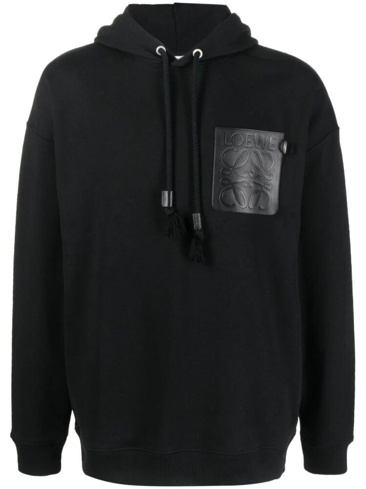 LOEWE logo-patch cotton hoodie - Black Cover