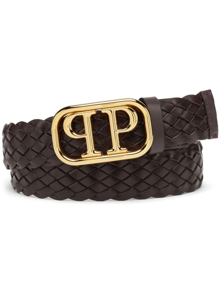 Philipp Plein logo buckle leather belt - Brown Cover