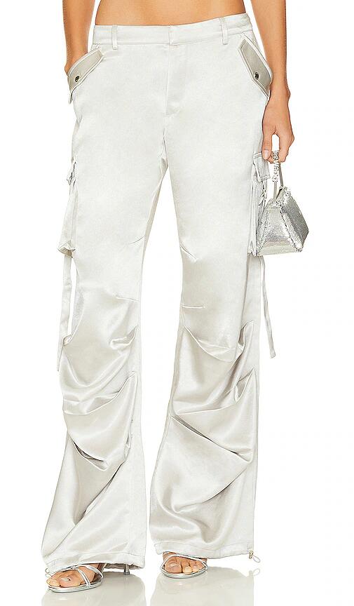 SER.O.YA Lai Satin Cargo Pant in Metallic Silver Cover