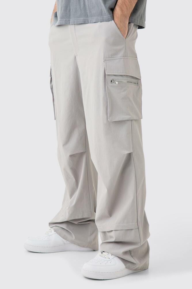 Mens Technical Stretch Cargo Parachute Pants - Grey Cover