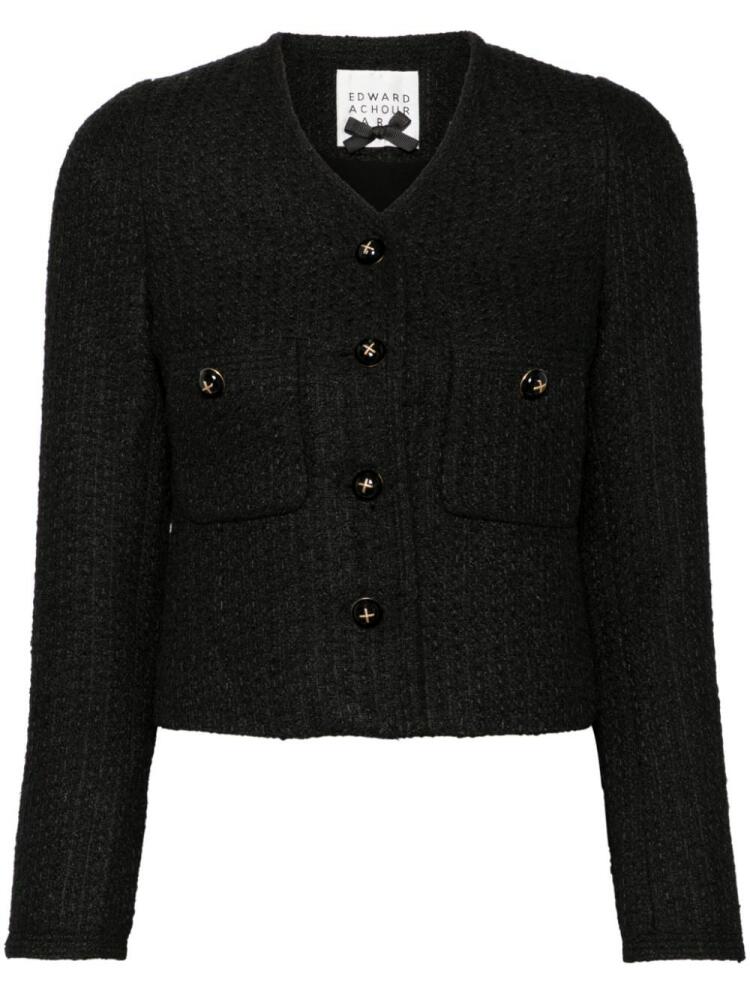 Edward Achour Paris button-up tweed jacket - Black Cover