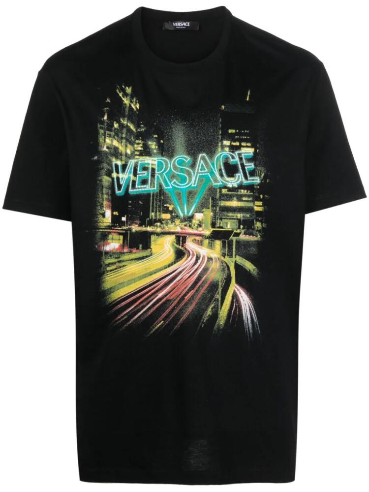 Versace logo-print cotton T-shirt - Black Cover