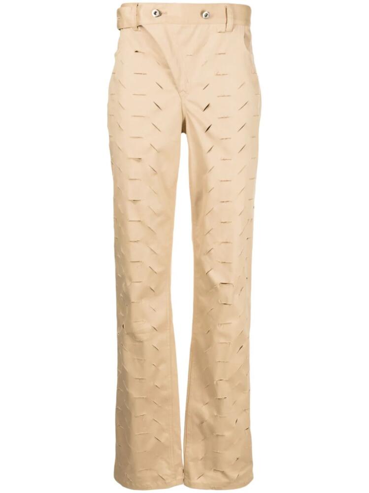 JUNTAE KIM ripped straight-leg trousers - Neutrals Cover