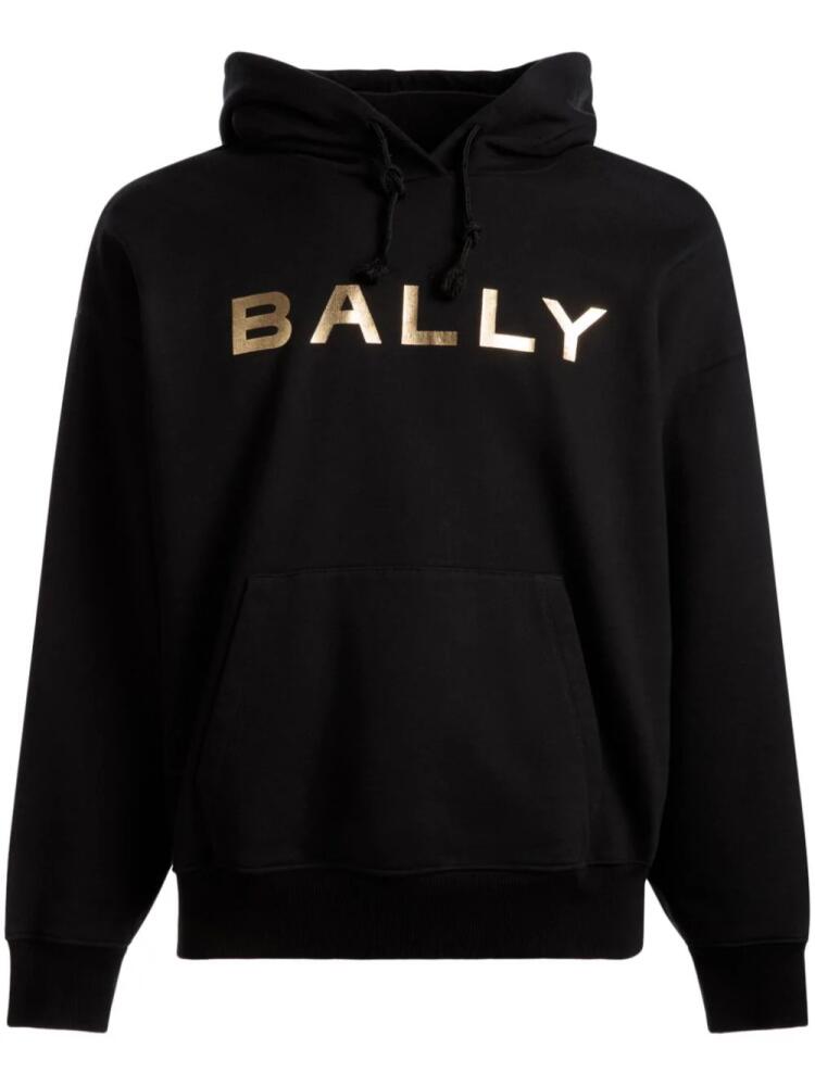 Bally metallic-logo cotton hoodie - Black Cover