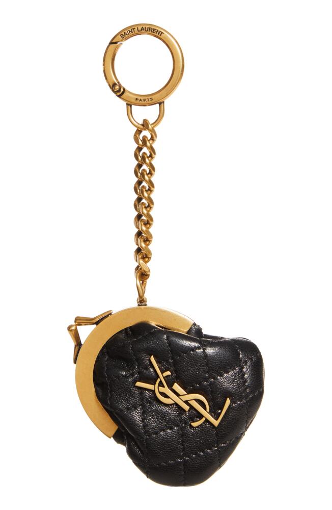 Saint Laurent Gaby Leather Coin Pouch Key Ring in Noir Cover