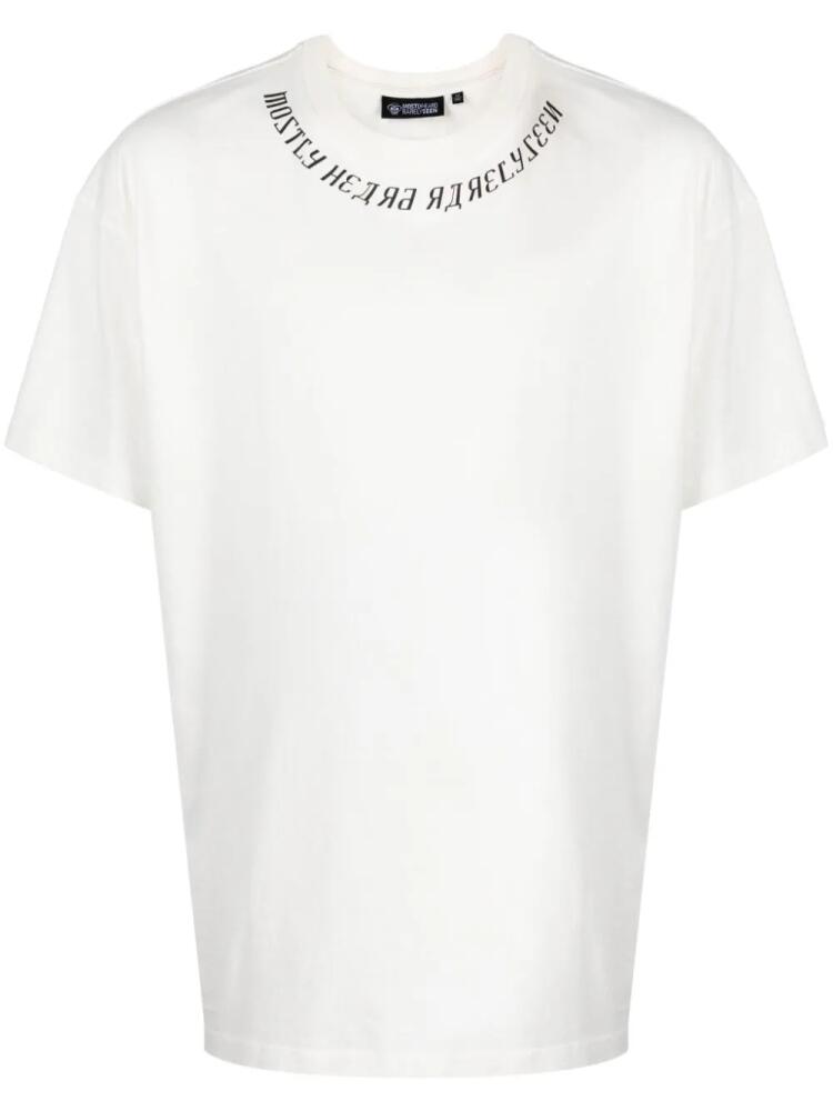 Mostly Heard Rarely Seen logo-print cotton T-shirt - White Cover