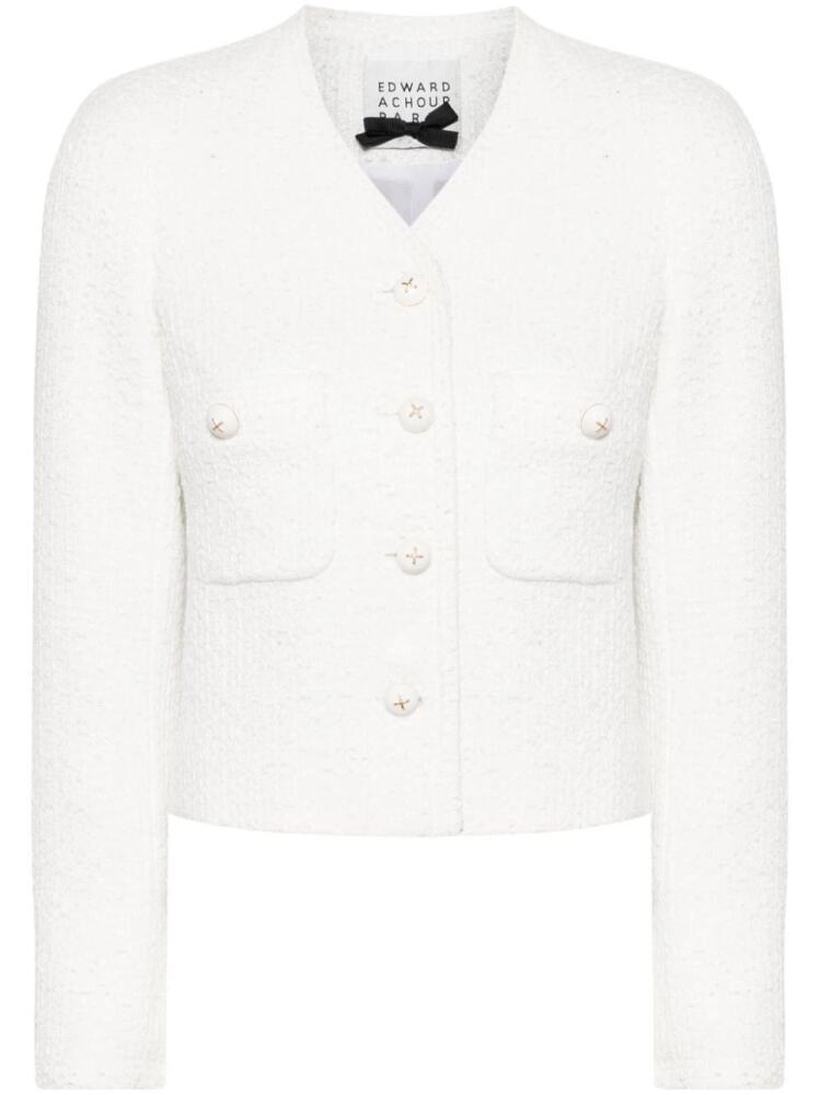 Edward Achour Paris button-up tweed jacket - White Cover