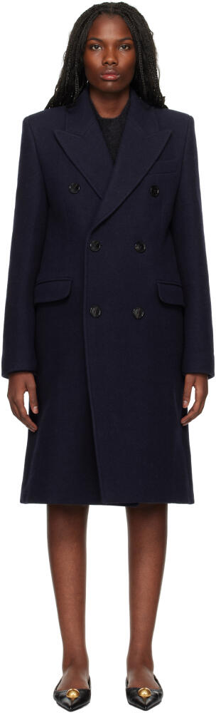 AMI Paris Navy Double Breasted Coat Cover