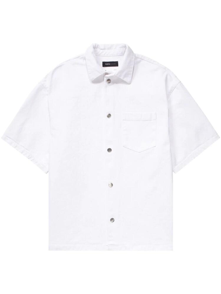 Purple Brand short-sleeve cotton shirt jacket - White Cover