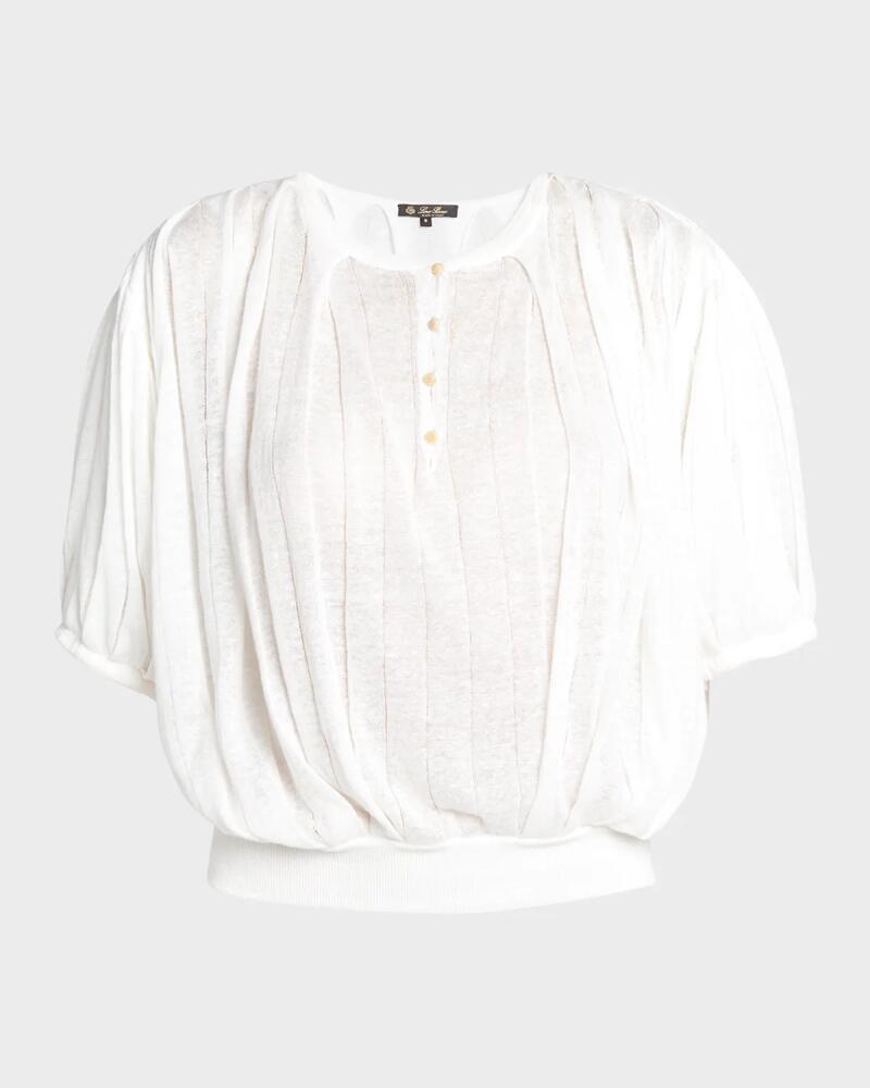 Loro Piana Serafino Pleated Flax Blouse Cover