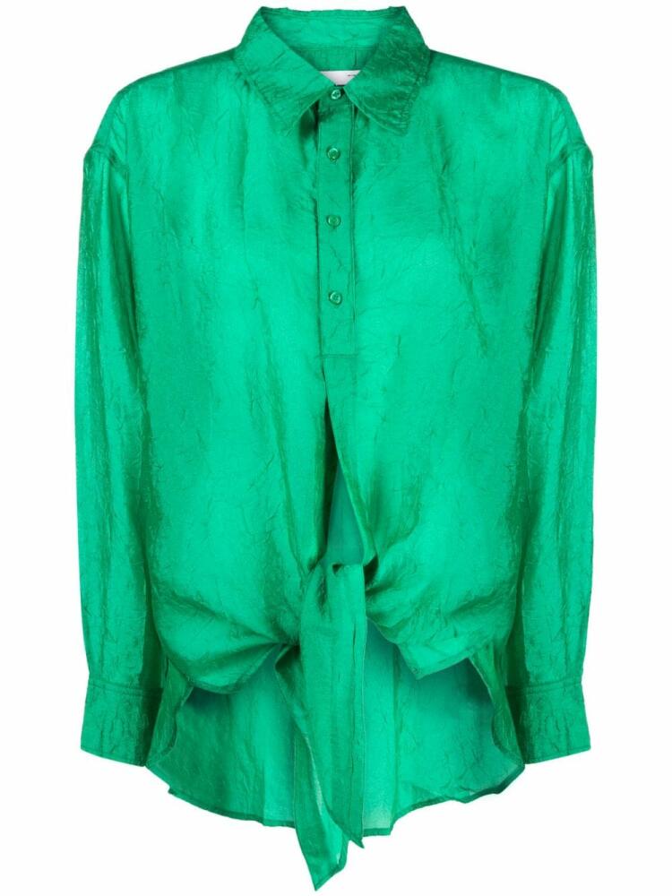 izzue crinkled-finish tie-fastening shirt - Green Cover