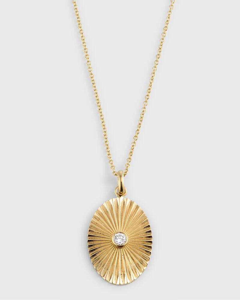 Zoe Lev Jewelry 14k Gold Pleated Oval with Diamond Necklace Cover