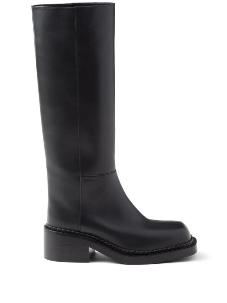 Prada knee-high 55mm leather boots - Black Cover