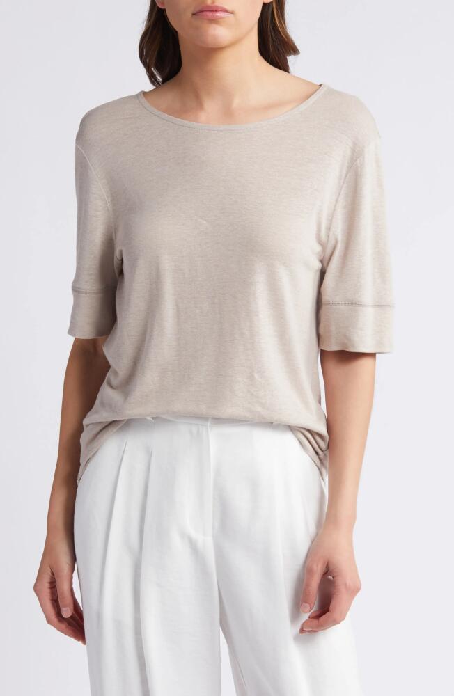 RUE SOPHIE Fern Oversize Linen & Cotton T-Shirt in Oat Cover