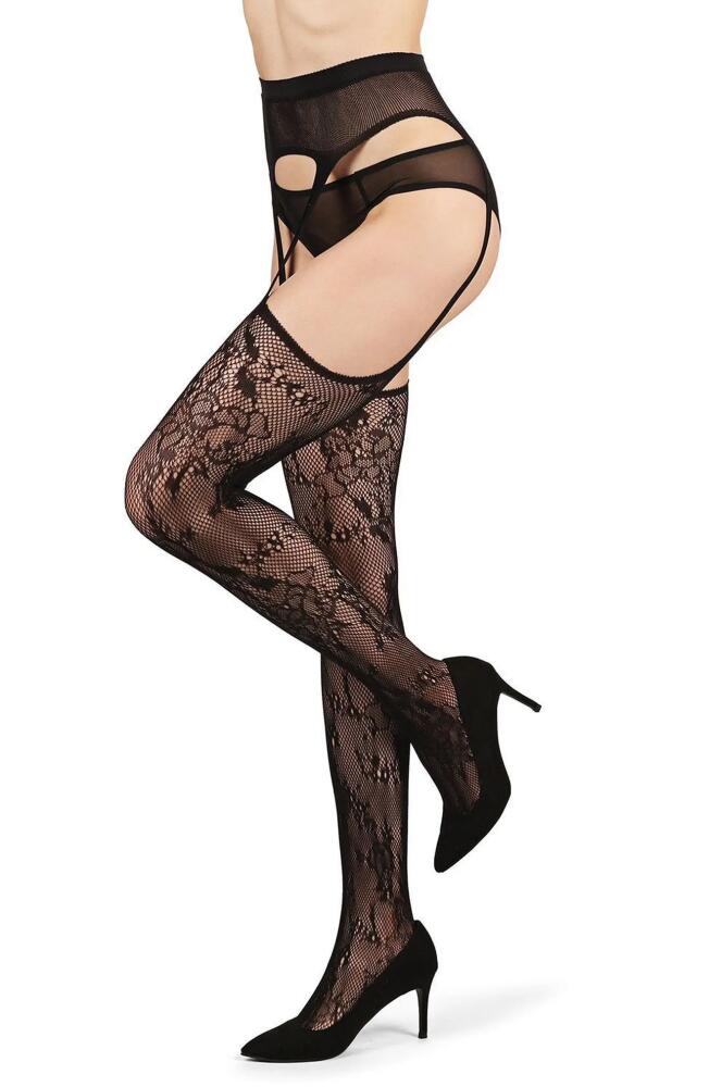 MeMoi All-in-One Lace Suspender Tights in Black Cover